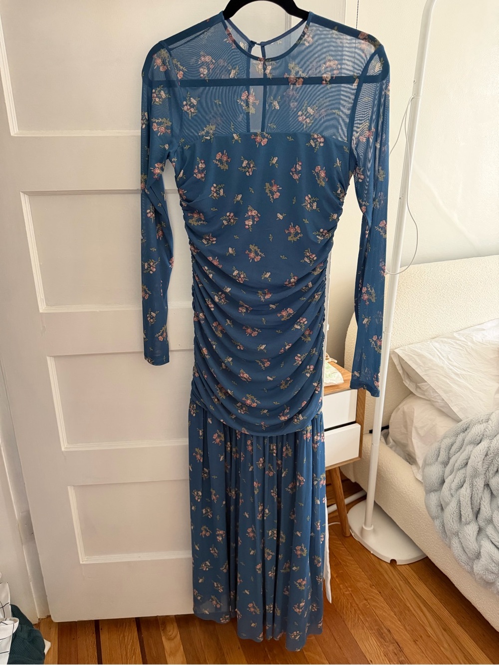Lulus Easy Delight Blue Floral Drop Waist Maxi Dress - Size M